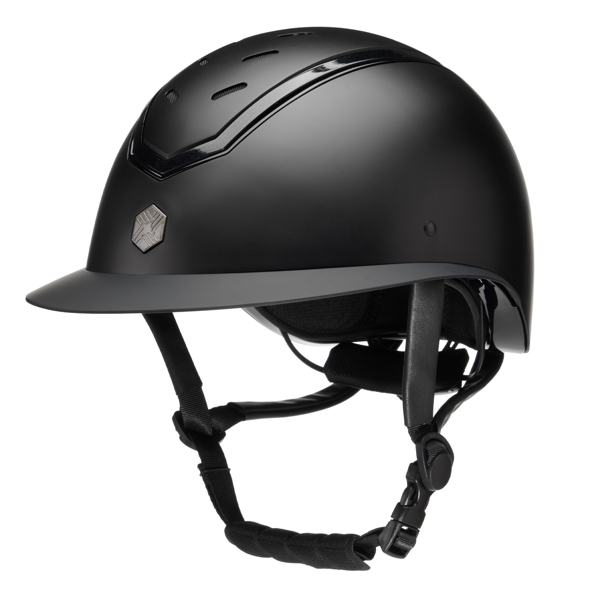 Charles Owen Kylo Riding Hat Wide Peak Black Matt Black Gloss