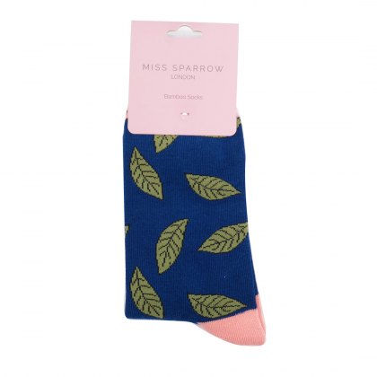 Miss Sparrow Leaves Socks Navy