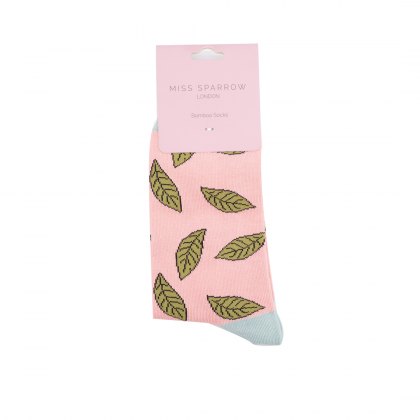 Miss Sparrow Leaves Socks Dusky Pink