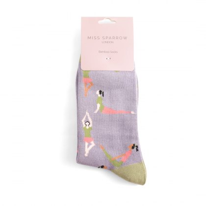 Miss Sparrow Yoga Poses Socks Lilac