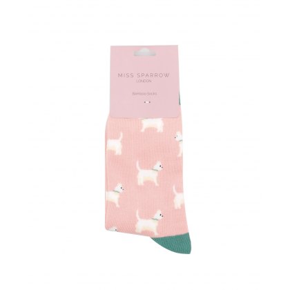 Miss Sparrow Cute Scottie Dogs Socks Dusky Pink