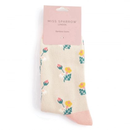 Miss Sparrow Mini Floral Socks Silver