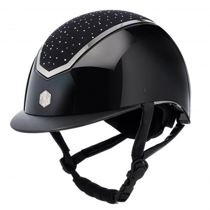 Charles Owen Kylo Riding Hat Black Gloss/Chrome Crystal