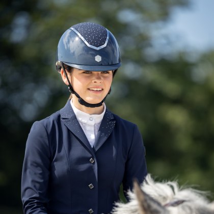 Charles Owen Kylo Riding Hat Navy Gloss/Silver Crystal