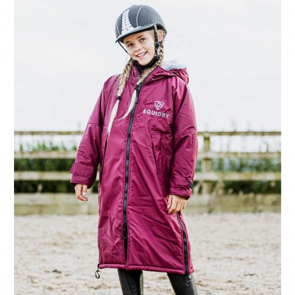 Equidry All Rounder Jacket With Fleece Hood Junior Plum/Grey 