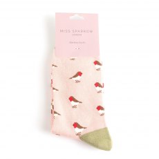 Miss Sparrow Little Robins Socks Dusky Pink