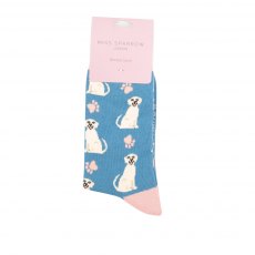 Miss Sparrow Happy Labradors Socks Blue