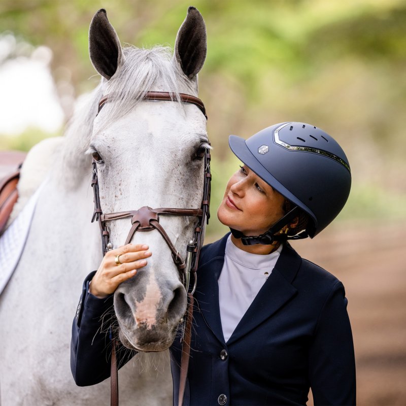 Charles Owen Kylo Riding Hat Wide Peak Navy Matt Pewter