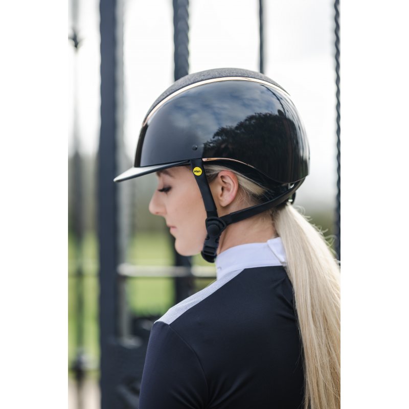 Charles Owen Kylo Riding Hat Black Gloss Rose Gold with MIPS