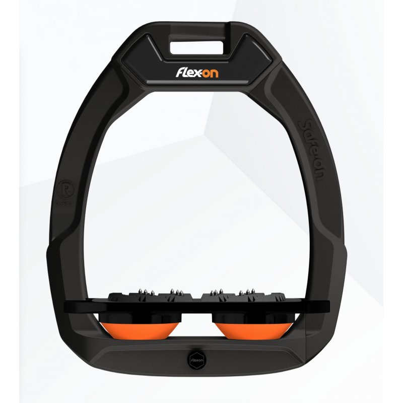 Flex-On Flex On Safe-On Inclined Ultra Grip Safety Stirrups - Black/Black/Orange