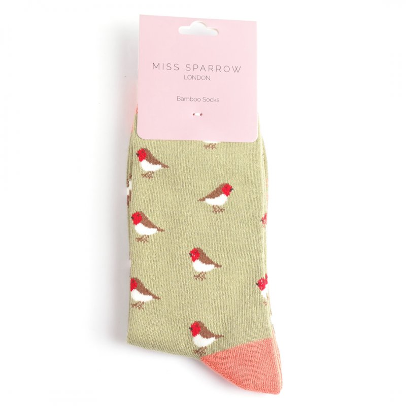 Miss Sparrow Miss Sparrow Little Robins Socks Olive