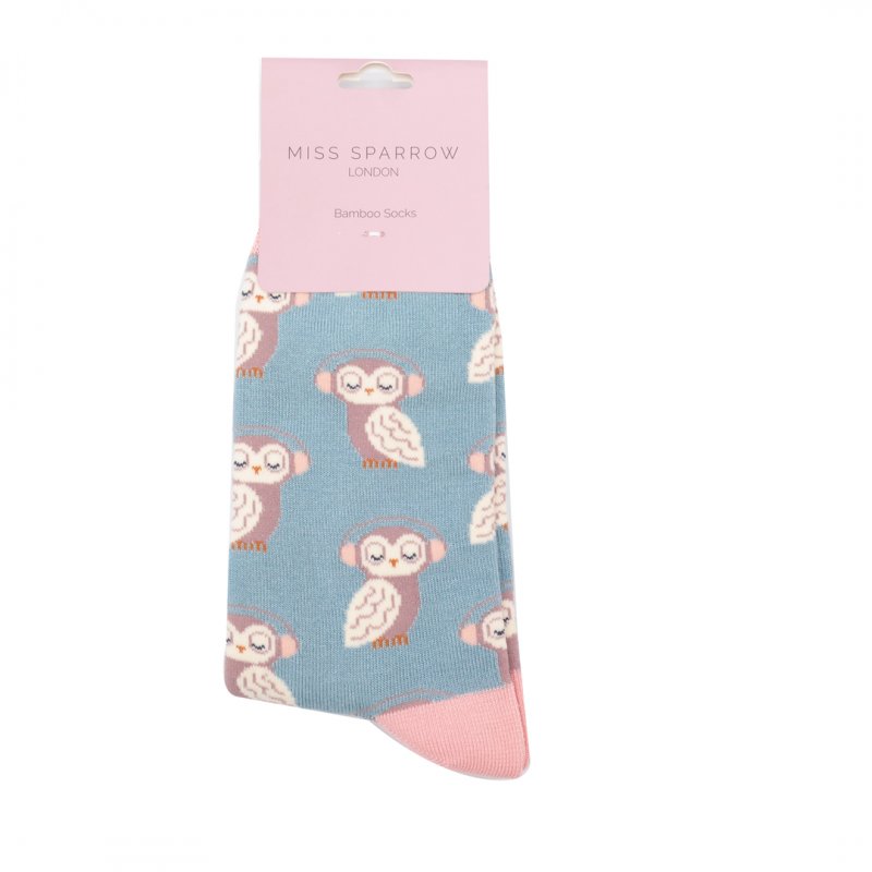 Miss Sparrow Miss Sparrow Funky Owls Socks Duck Egg