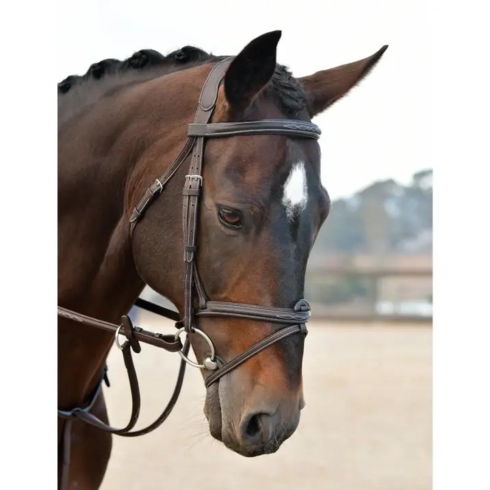 Collegiate Collegiate Comfitec Opulux Fancy Stitch Padded Hanoverian Bridle Dark Brown